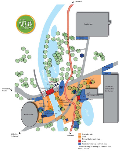 Plattegrond Festivalterrein Muziek op de Dommel