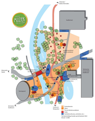 Plattegrond Festivalterrein Muziek op de Dommel